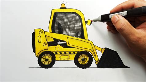 how to draw a bobcat skid steer|realistic bobcat drawings.